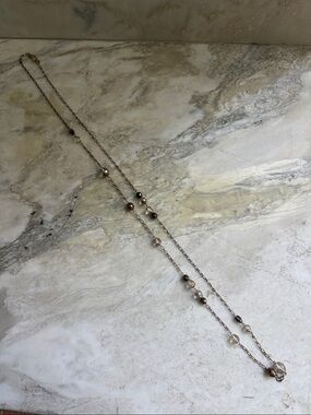 Delicate Multi-Bead Long Necklace - Neutral Tones